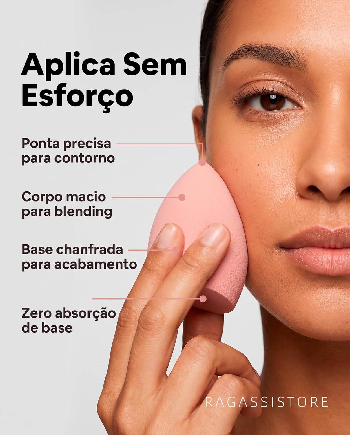 Kit 12 Esponja De Maquiagem Facial Chanfrada Gota Espuma Para Base Corretivo Pó Contorno - Imagem 3