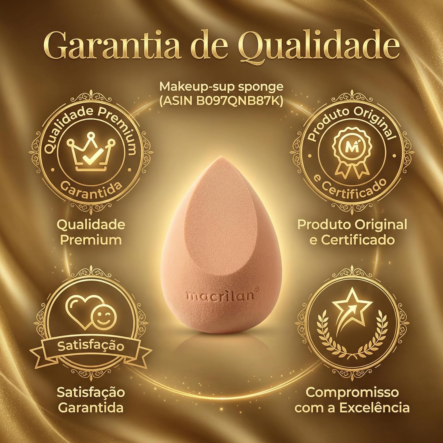 Macrilan Esponja Ep10 Gota Chanfrada Para Maquiagem - Rosa - Imagem 5