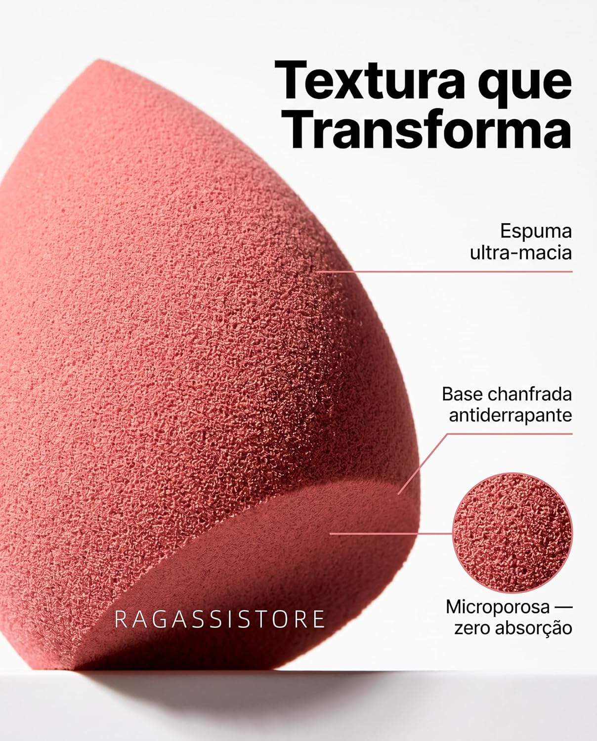 Kit 12 Esponja De Maquiagem Facial Chanfrada Gota Espuma Para Base Corretivo Pó Contorno - Imagem 4