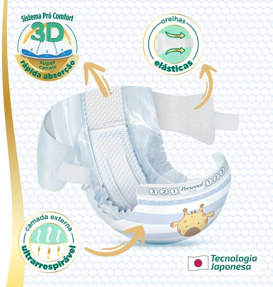 Personal Fralda Baby Premium Protection M, 62 Unidades - Imagem 2