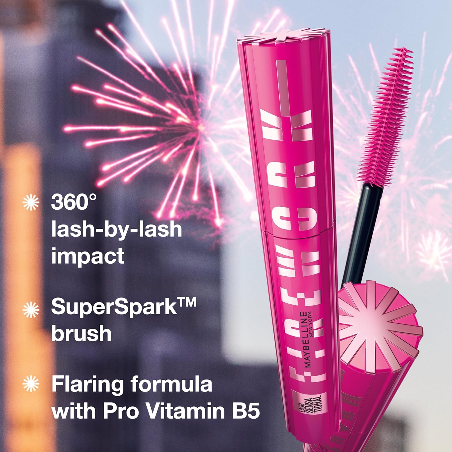Maybelline NY Lash Sensational Firework Máscara de Cílios À Prova D'Água, Efeito Cílios Postiços, Alongamento Fio a Fio, Longa Duração, Cílios Longos, Volumosos e Definidos - Imagem 3