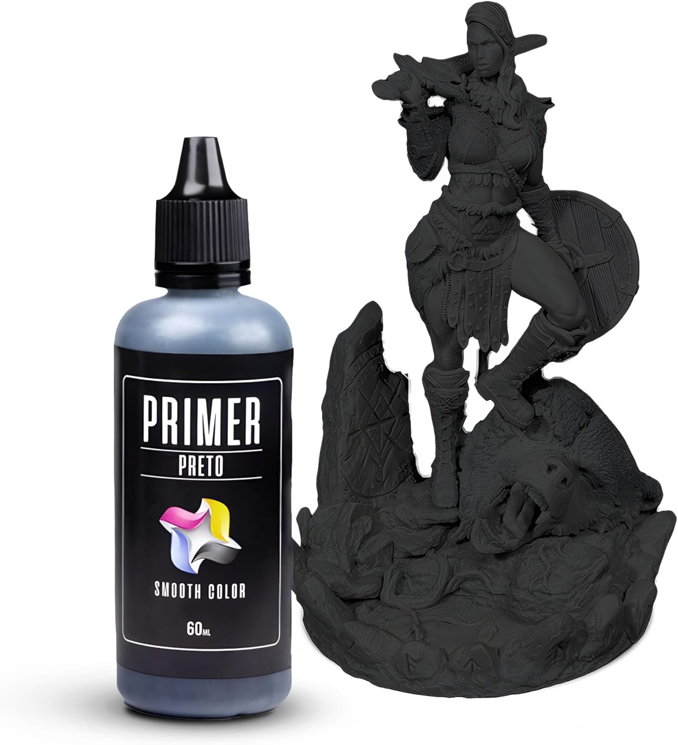 Primer para Pintura de Miniatura, 60ml, Smooth Color (Preto)