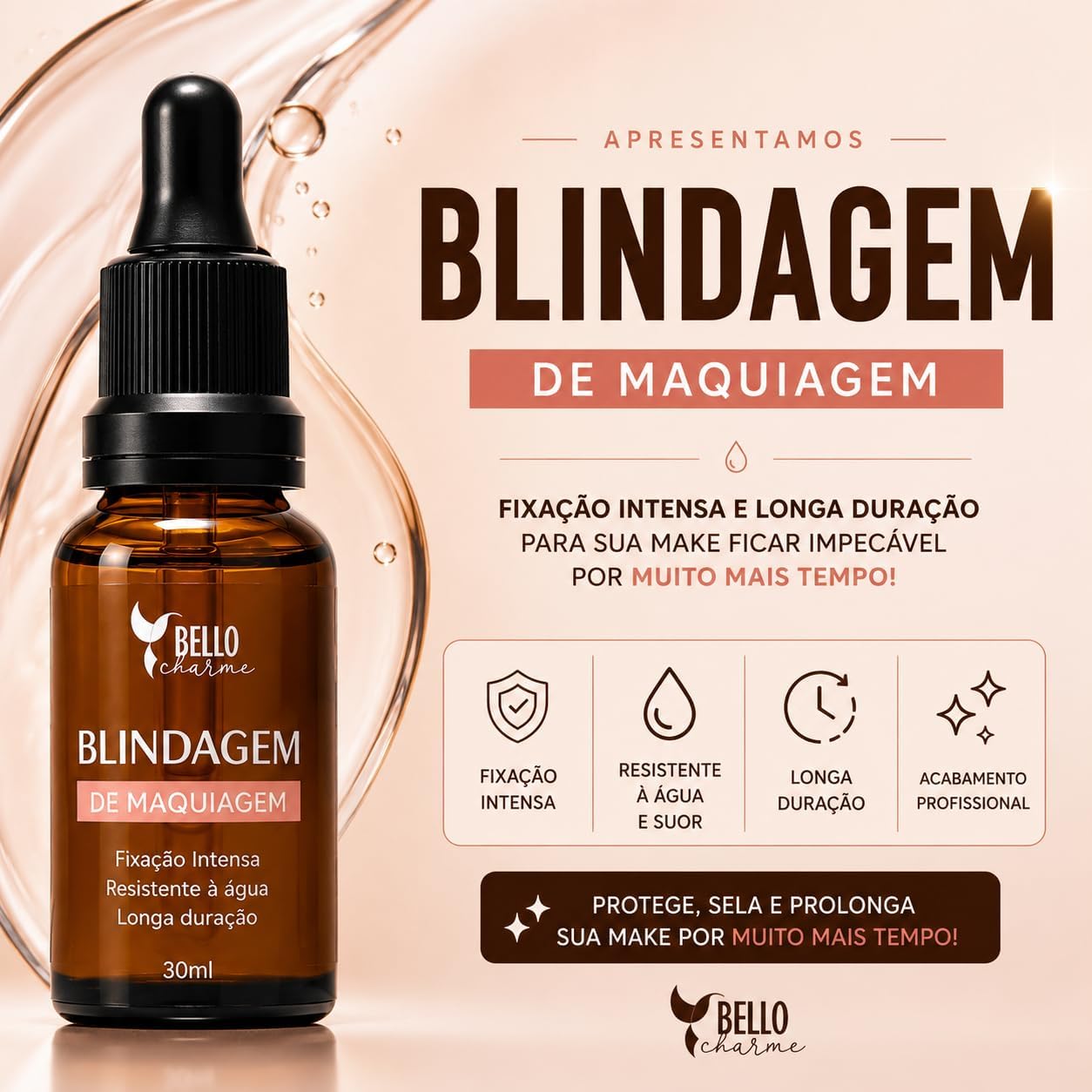 Blindagem de Maquiagem Profissional – Fixador Selante Ultra Resistente 30ml - Imagem 2