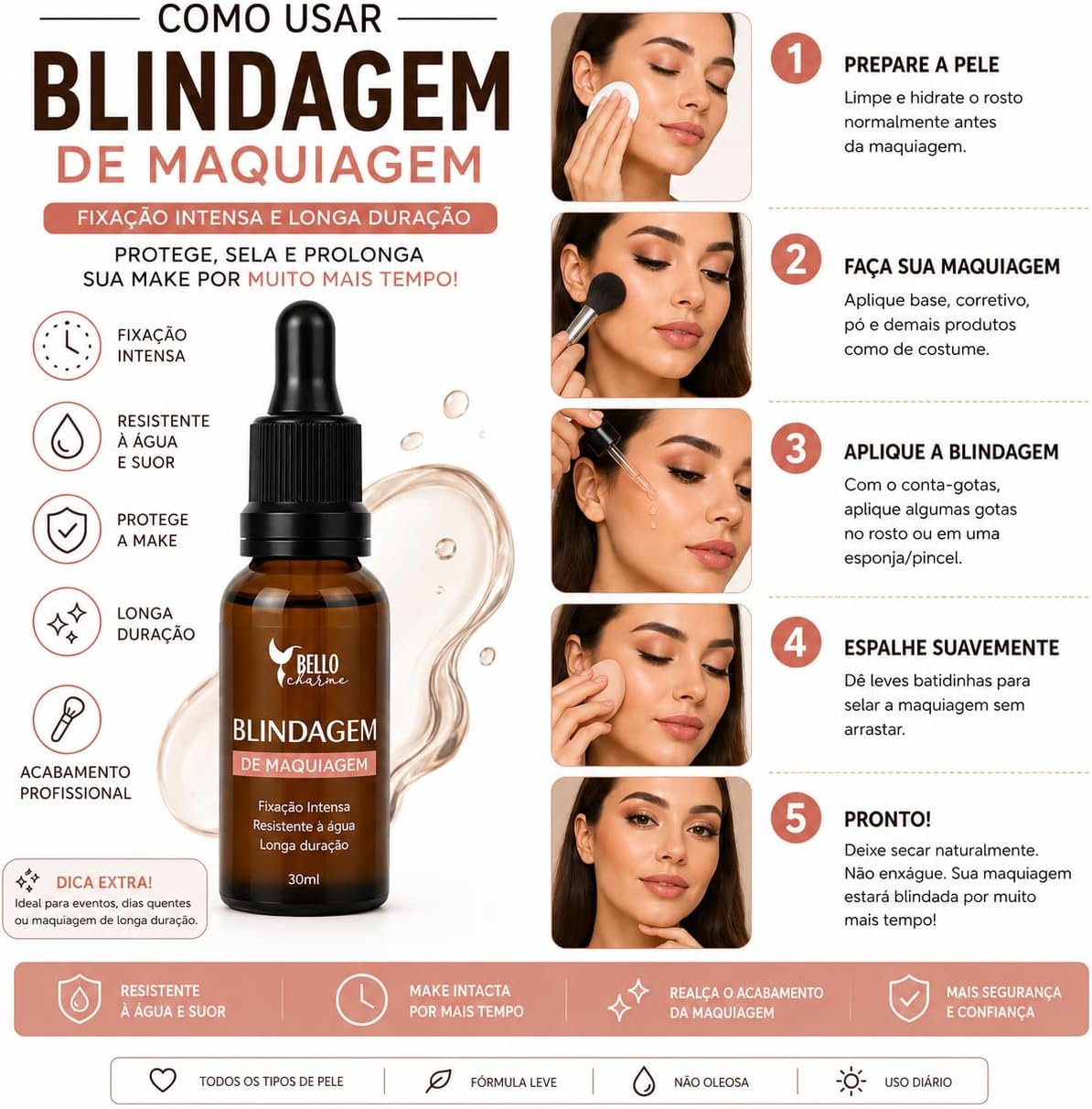 Blindagem de Maquiagem Profissional – Fixador Selante Ultra Resistente 30ml - Imagem 3