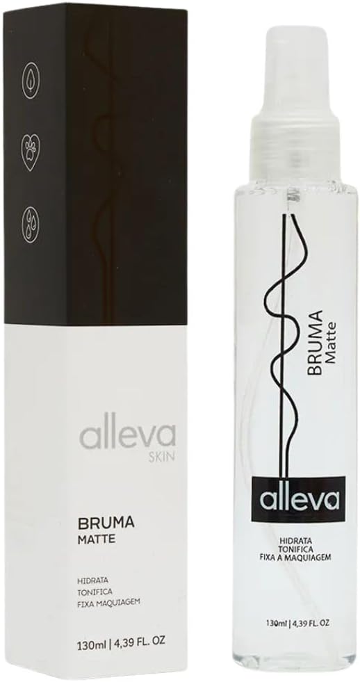 Bruma Facial Matte Alleva, 130ML - Fixador de Maquiagem Matificante, Controla Oleosidade e Refresca a Pele