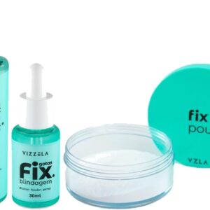Kit Fixador Maquiagem Vizzela Real Fix Gotas Fix Pó HD Powder
