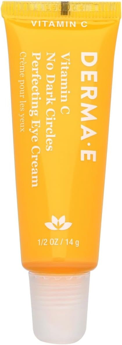 Derma E Creme para olhos aperfeiçoador de vitamina C sem olheiras, 14,2 g, creme para olhos com vitamina C corretor de cor com açafrão e cafeína para linhas finas e inchaço sob os olhos