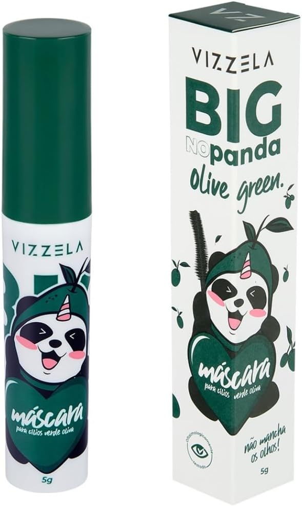 Máscara Para Cílios Vizzela Big No Panda Olive Green Verde Vegano Original Vizzela - Imagem 4