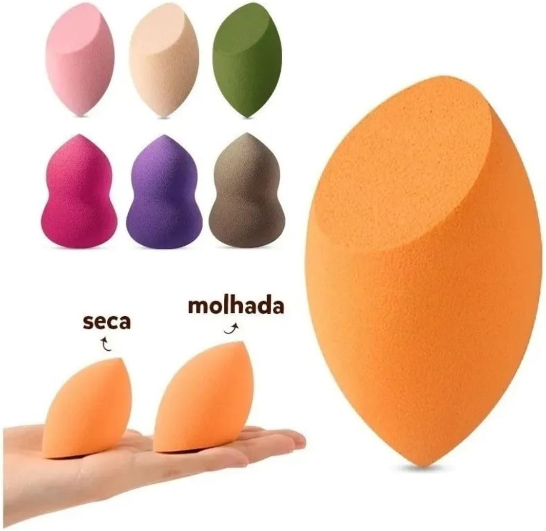 Kit 7 Esponjas de Maquiagem em Formato de Gota para Base, Corretivo e Contorno, Material Macio e Expansível - Imagem 5