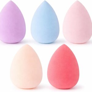 Kit 5 Mini Esponjas de Maquiagem Profissional – Ultra Macias Sem Látex, Uso Seco e Úmido, Perfeitas para Corretivo e Áreas de Difícil Acesso – Compactas para Bolsa e Viagem
