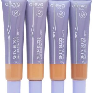 Base Líquida Alleva Soft Matte Skin Bliss Cor 15, 25g - Cobertura Natural e Acabamento Matte Duradouro
