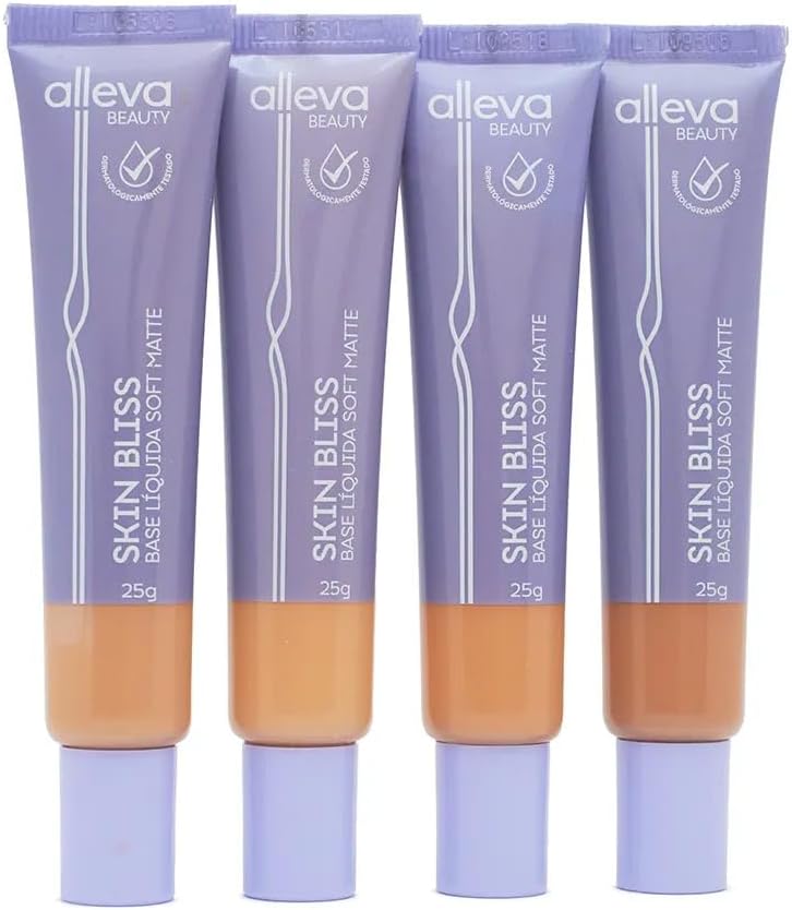 Base Líquida Alleva Soft Matte Skin Bliss Cor 15, 25g - Cobertura Natural e Acabamento Matte Duradouro