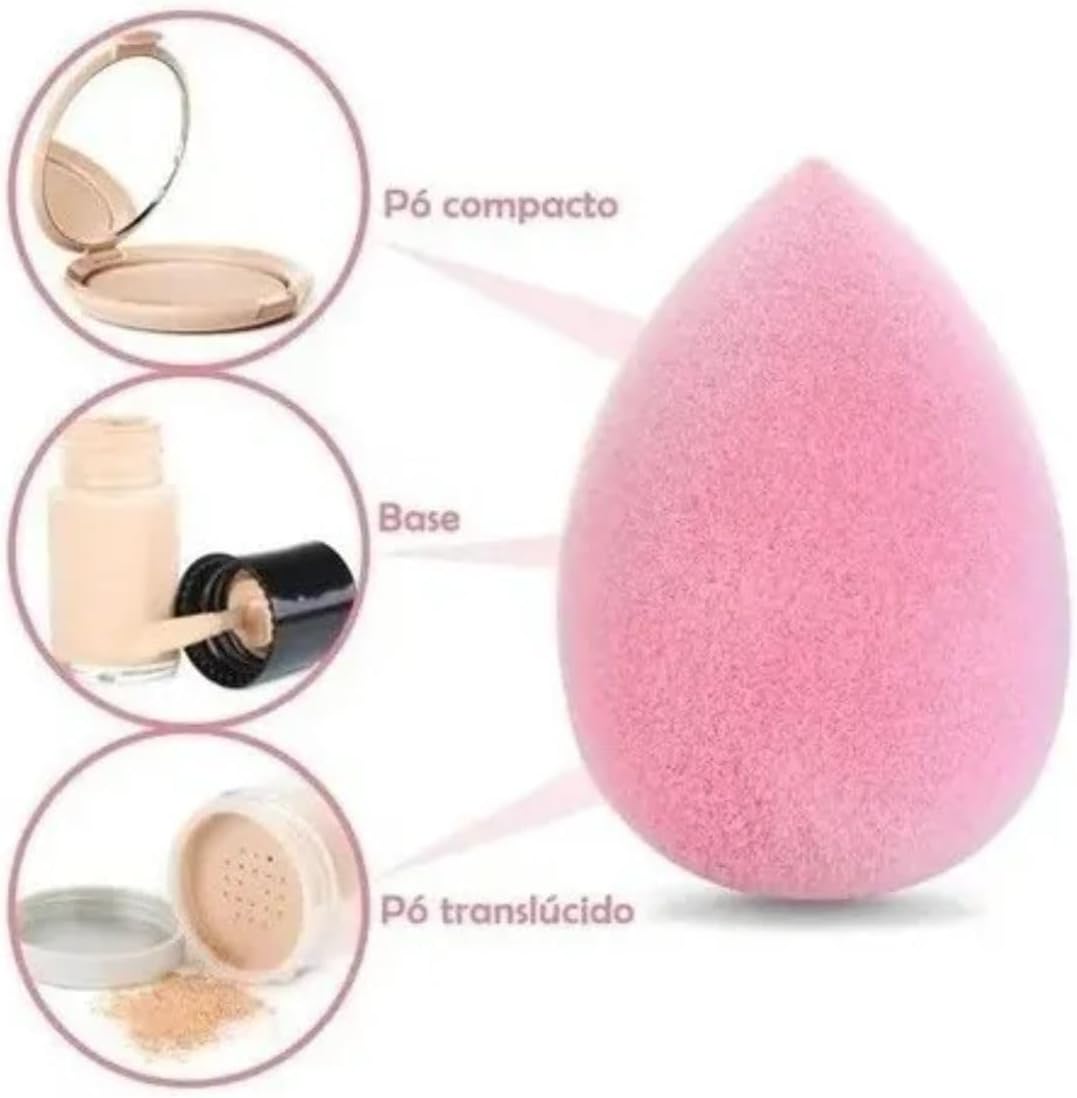 Kit 7 Esponjas de Maquiagem em Formato de Gota para Base, Corretivo e Contorno, Material Macio e Expansível - Imagem 3