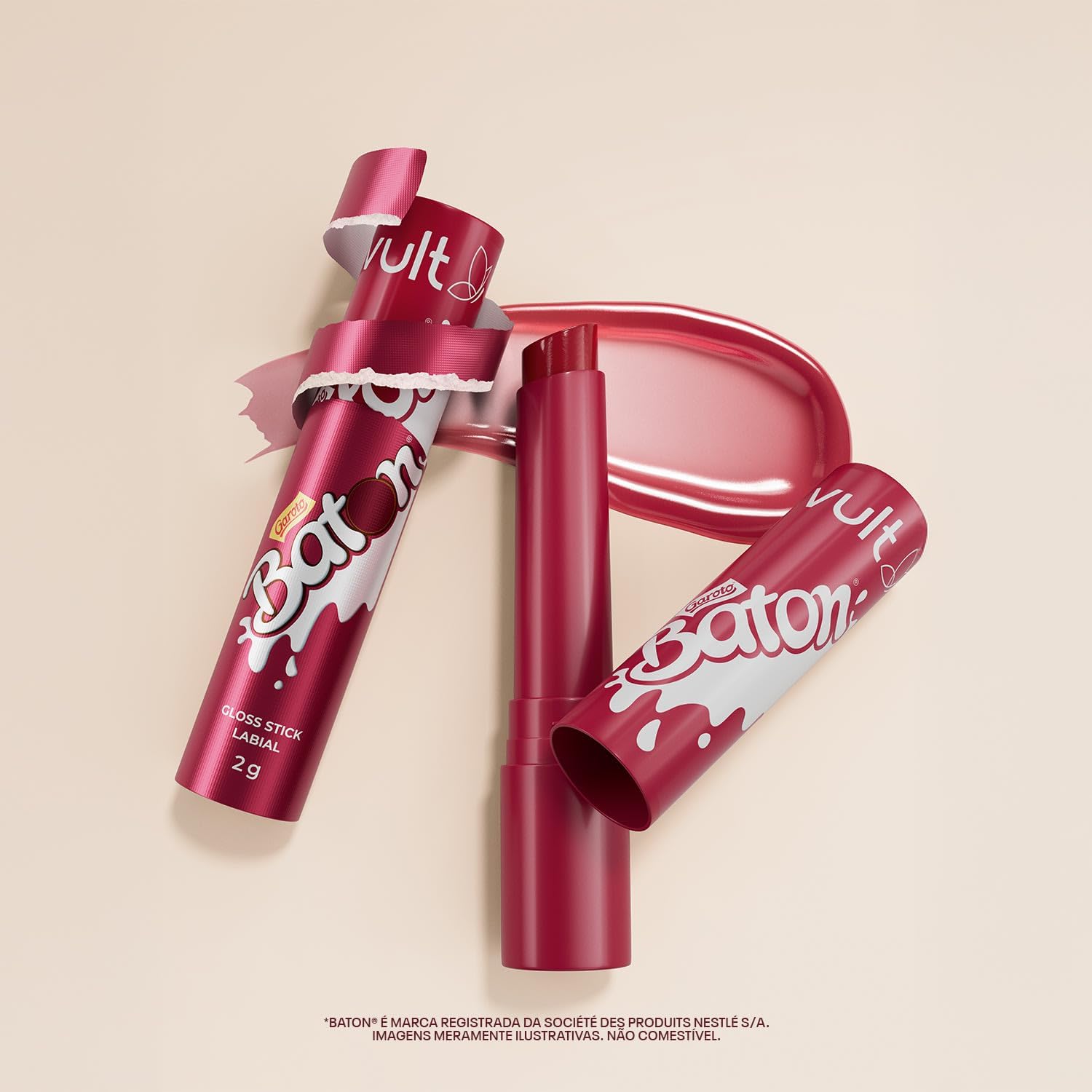 Vult & Baton Gloss Stick Malva Frutas Vermelhas 2g - Imagem 3