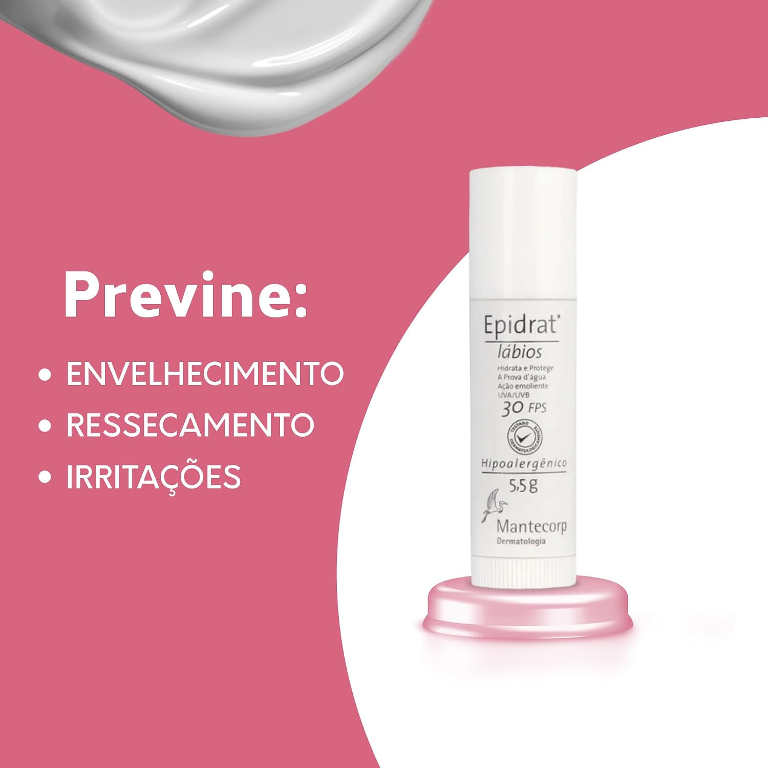 MANTECORP - Hidratante Labial Epidrat Lábios FPS 30 - Hidratação para Lábios Rssecados, Resistente à Água, Manteiga de Karité - Bastão 5,5g - Imagem 5
