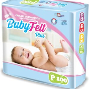 Fralda Descartável Infantil BabyFelt Plus Hiper Diurna com Fita (P: 100 Fraldas)