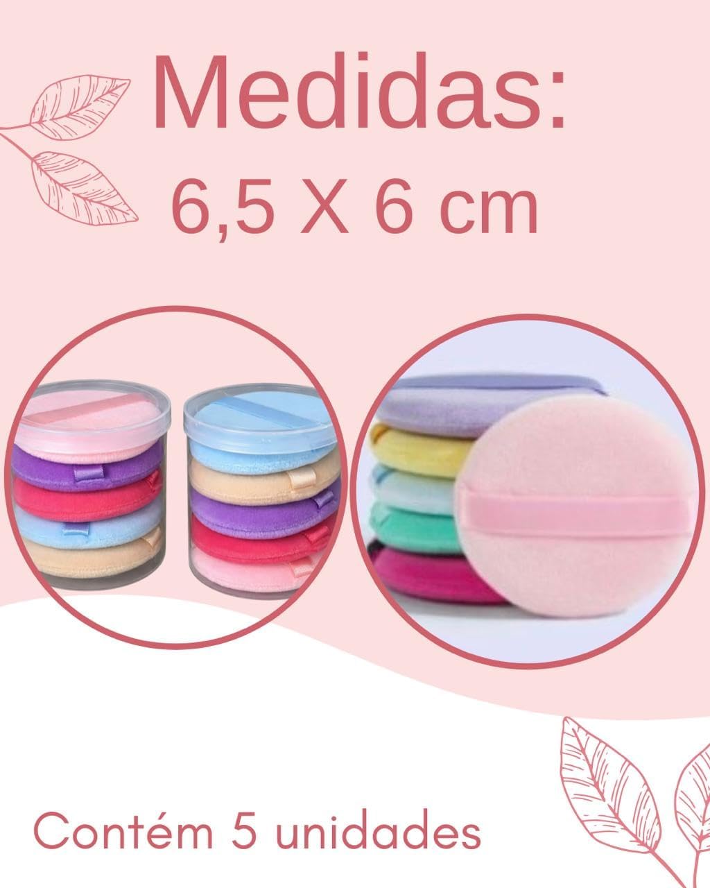 Esponja Para Acabamento, Aplicador De Pó, 5 Peças, Cores Sortidas - Imagem 3