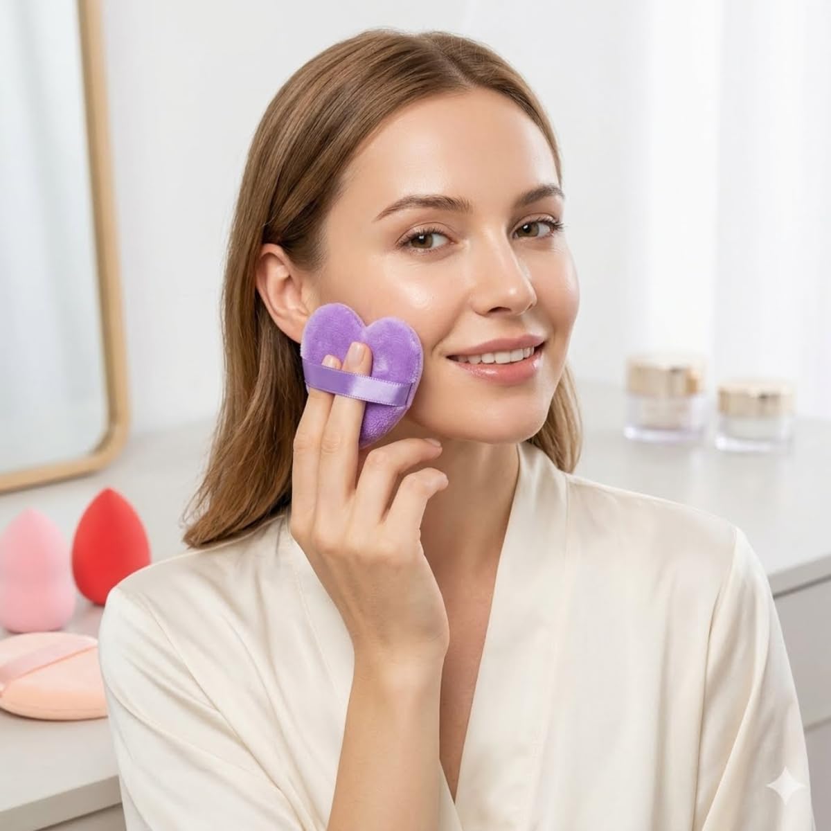 Kit 7 Esponjas de Maquiagem Macias Aplicadoras para Base Corretivo Pó Blush Contorno Iluminador Uso Seco ou Úmido com Formatos Variados - Imagem 6