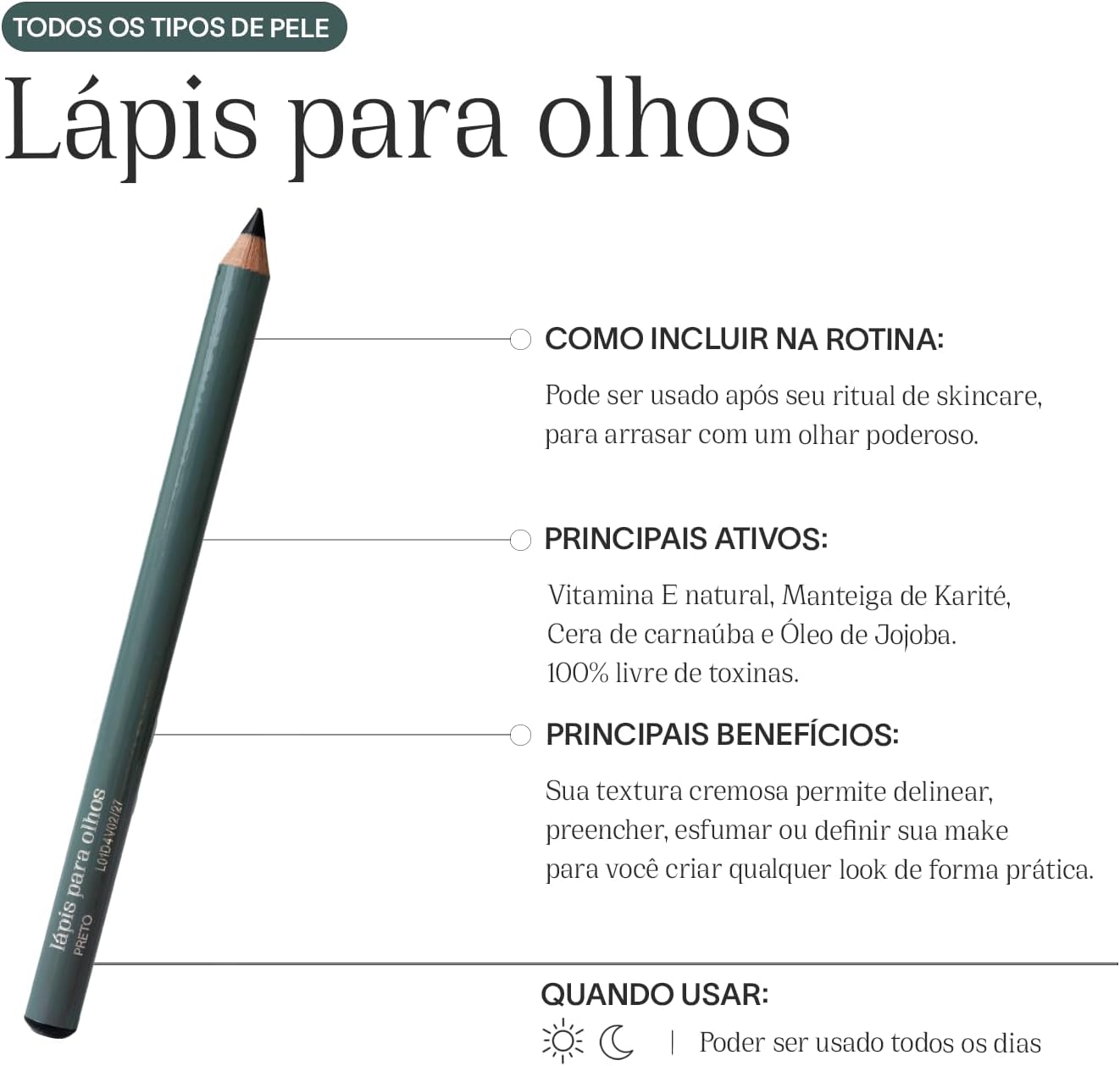 Lápis de Olhos Natural Black - Care Natural Beauty - Imagem 2
