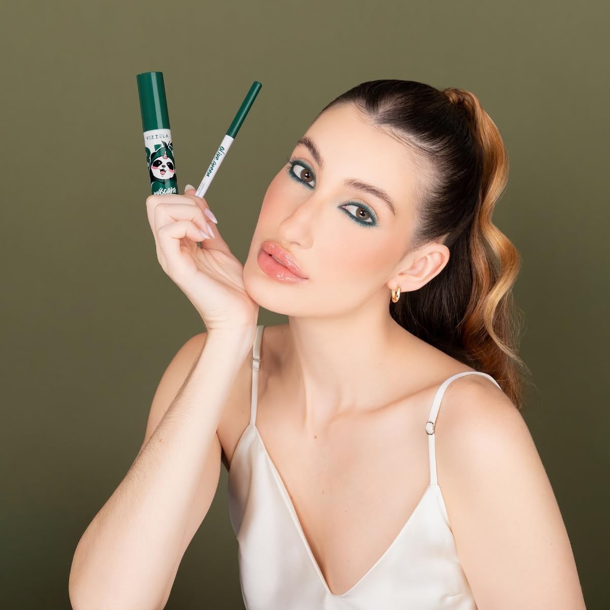 Máscara Para Cílios Vizzela Big No Panda Olive Green Verde Vegano Original Vizzela - Imagem 6