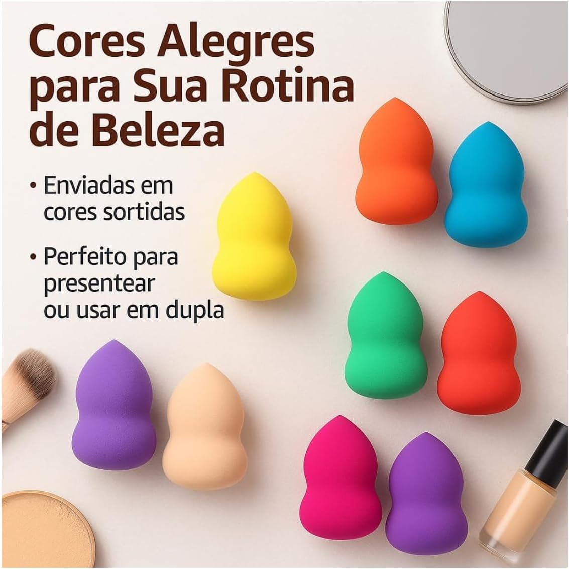 Kit Com 2 Esponjas de Maquiagem em Formato Gota Cores Sortidas - Imagem 4