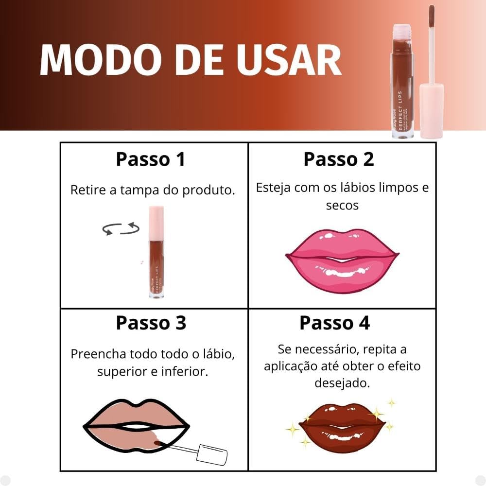 Hbl6200 6 Batom Líquido Perfect Lips Flawless Ruby Rose - Imagem 5
