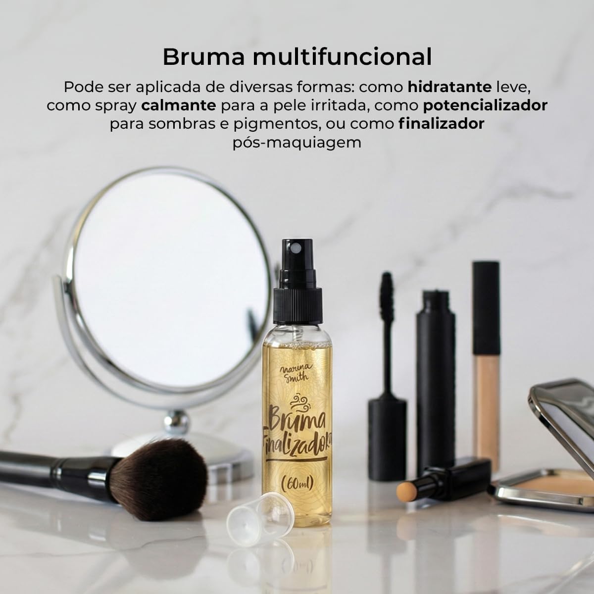 Marina Smith Bruma Facial Finalizadora Spray 60ml - Fixador de Maquiagem Hidratante com Pantenol, Camomila e Pepino - Spray Calmante e Refrescante para Todos os Tipos de Pele - Imagem 2