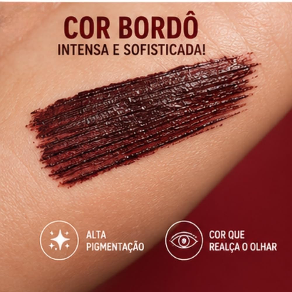 Máscara de Cílios Bordô Peel Off Extremo Volume Rímel Vinho | Maquiagem para os Olhos - Imagem 6