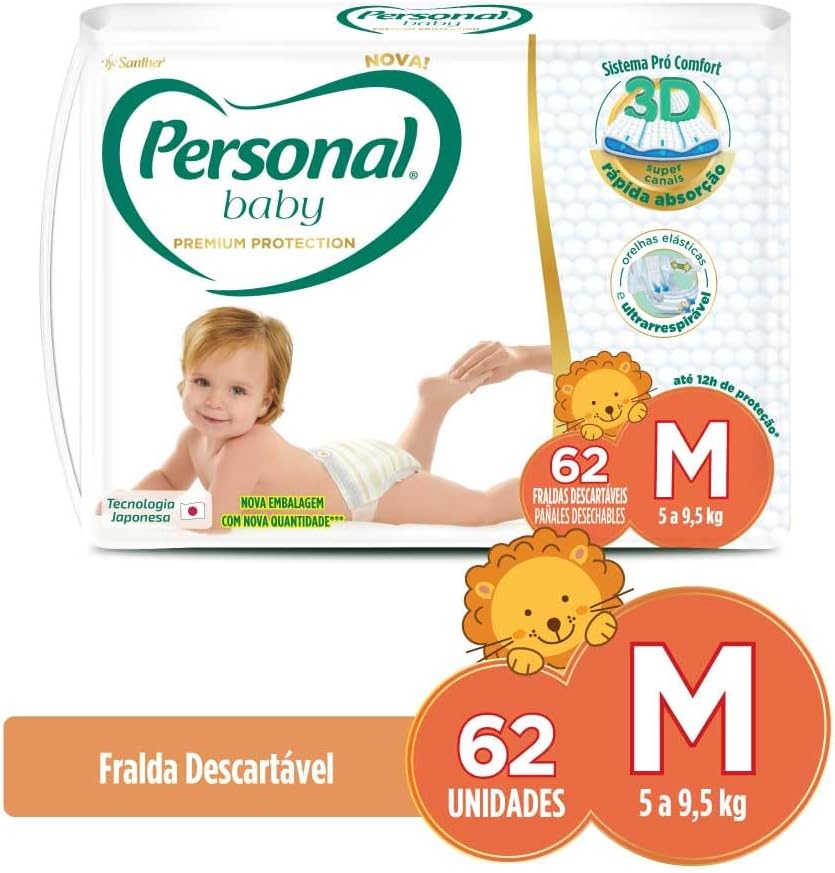 Personal Fralda Baby Premium Protection M, 62 Unidades - Imagem 6