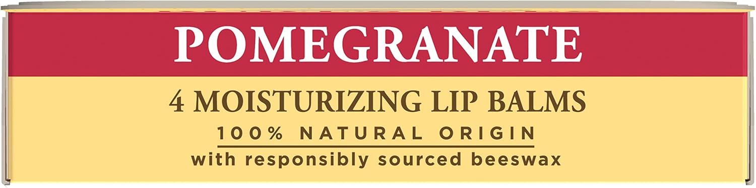 Burt's Bees Bálsamo labial, hidratante para os lábios, 100% natural, Romã com cera de abelha e extratos de frutas (embalagem com 4) - Imagem 14