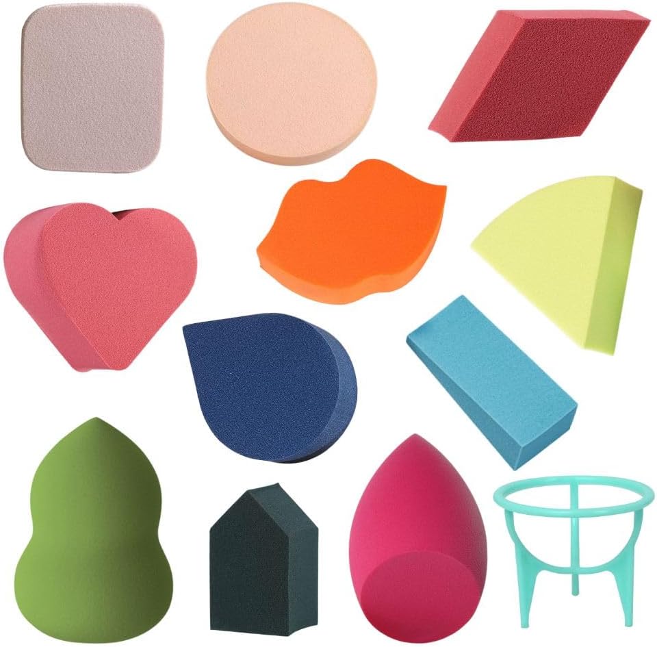 Kit 11 Esponjas Facial Para Maquiagem Multifuncional + 1 Suporte - Imagem 2