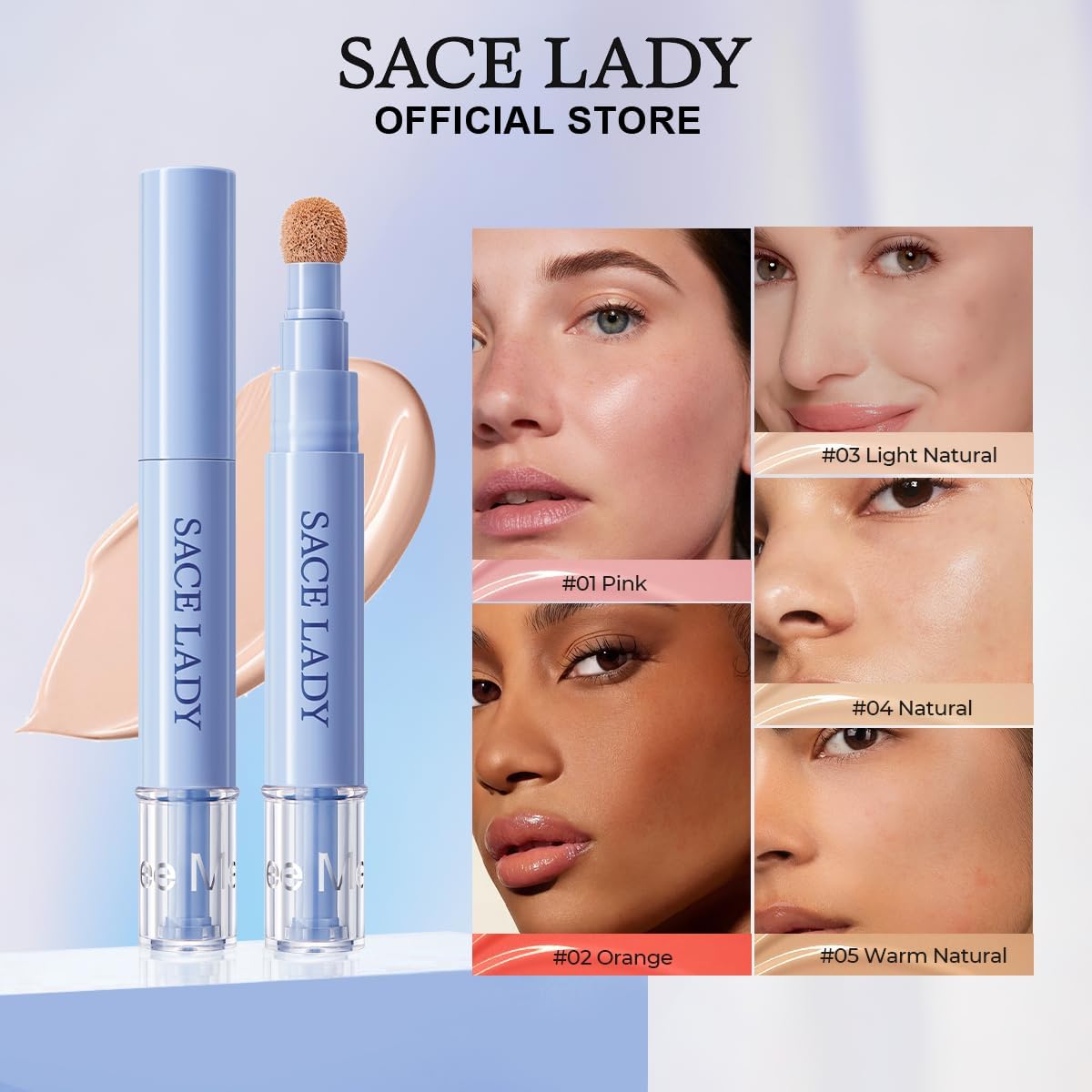 SACE LADY Corretivo De Alta Cobertura, Sérum Iluminador Para Olhos, Manchas, Vermelhidão E Olheiras, Com Retinol E Ácido Hialurônico, Hidratação 24 Horas (03 Light Natural) - Imagem 7