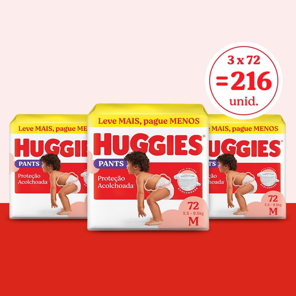 Huggies Fralda Pants Descartável Proteção Acolchoada M - 216 fraldas - Imagem 2