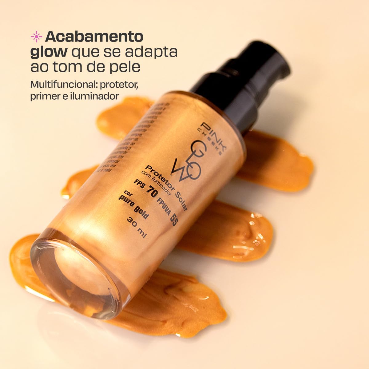 Pink Cheeks Glow FPS 70 Pure Gold - Primer Multifuncional 30ml - Imagem 2