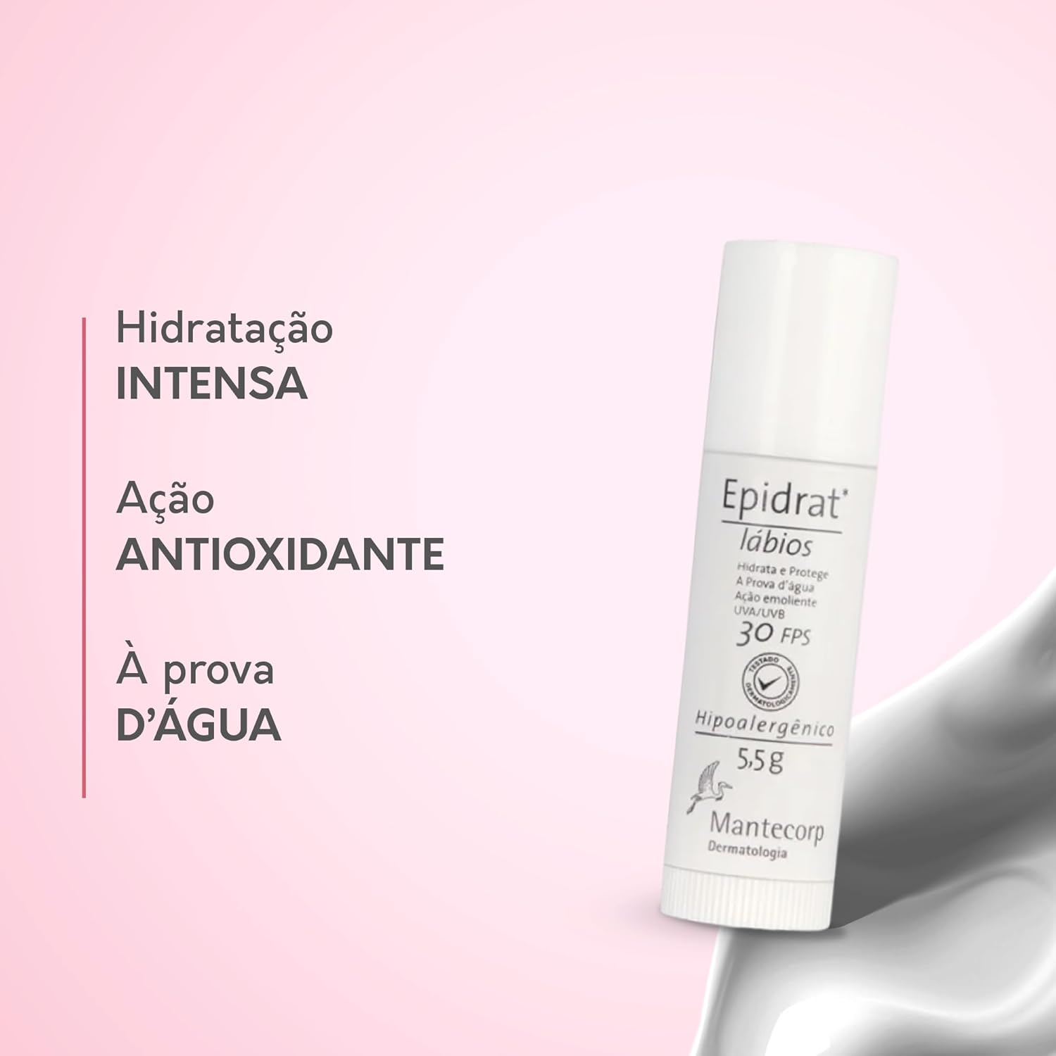 MANTECORP - Hidratante Labial Epidrat Lábios FPS 30 - Hidratação para Lábios Rssecados, Resistente à Água, Manteiga de Karité - Bastão 5,5g - Imagem 3
