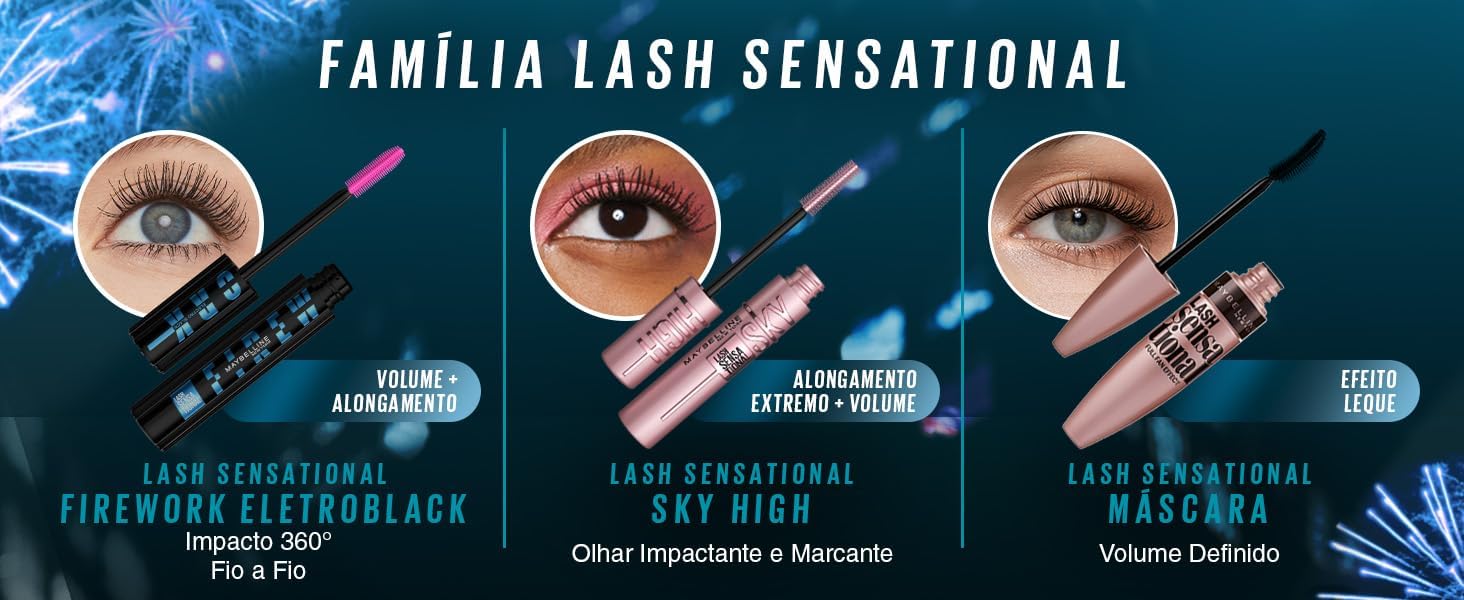Maybelline Lash Sensational Firework Máscara de Cílios à Prova d'Água Efeito Cílios Postiços e Alongamento Fio a Fio Longa Duração Cor Electroblack 7,2ml - Imagem 8