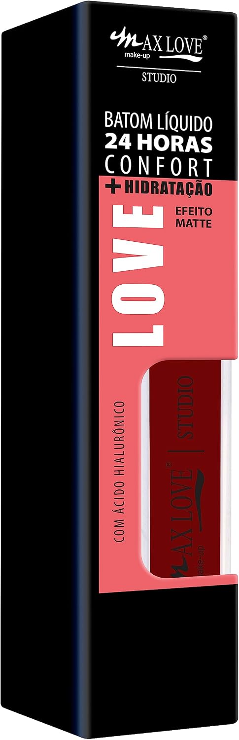 Batom Líquido Matte Intenso 24H Confort Max Love - Cor 753 - Longa Duração e Não Transfere - Maquiagem Boca