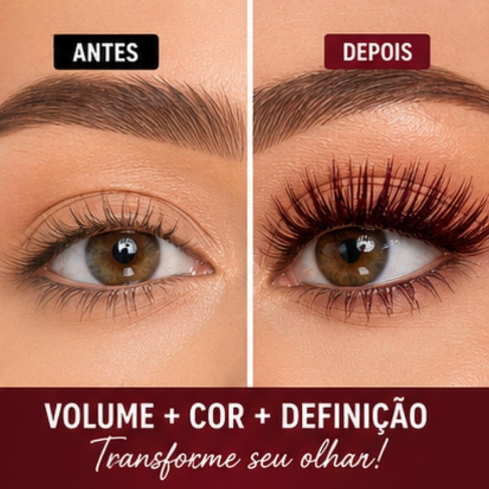 Máscara de Cílios Bordô Peel Off Extremo Volume Rímel Vinho | Maquiagem para os Olhos - Imagem 3