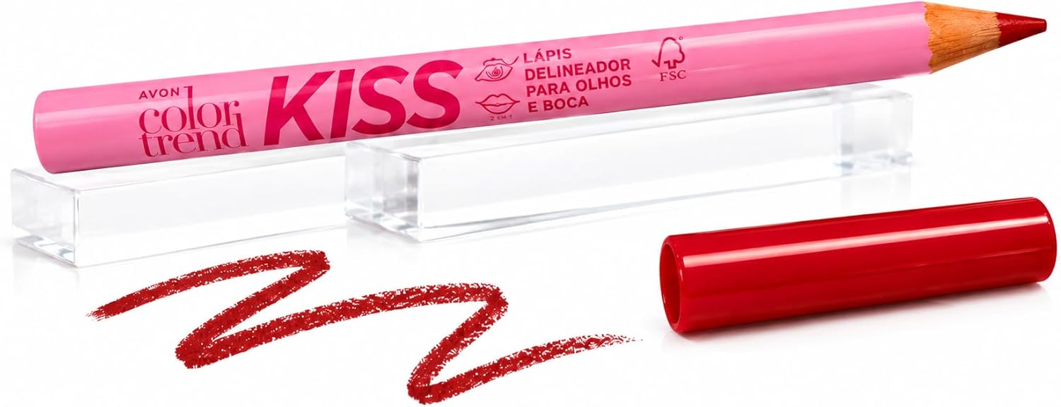 AVON COLOR TREND LAPIS OLHOS E BOCA RED BATIDA DE VINHO 1,1g