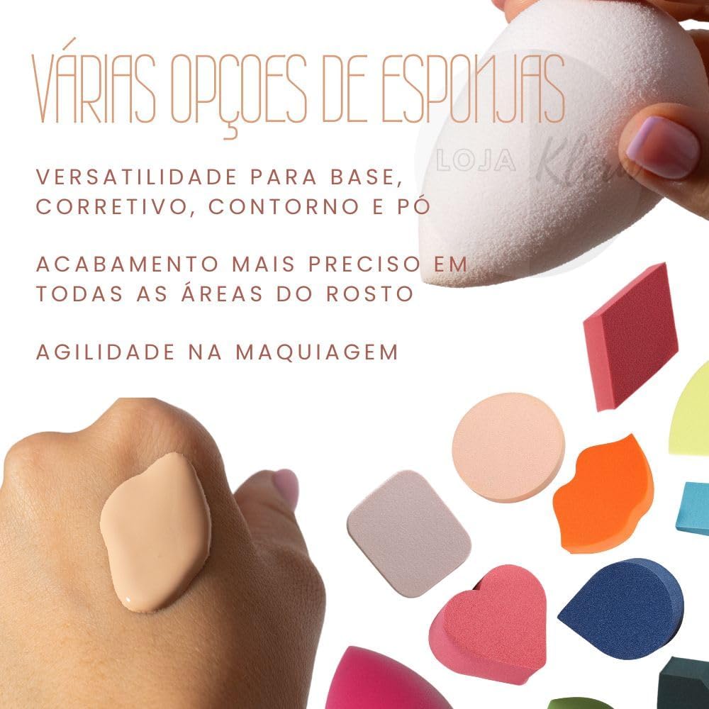 Kit 11 Esponjas Facial Para Maquiagem Multifuncional + 1 Suporte - Imagem 4