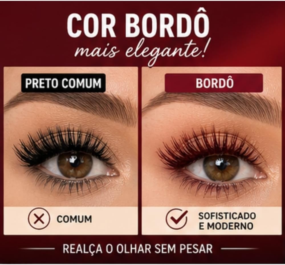 Máscara de Cílios Bordô Peel Off Extremo Volume Rímel Vinho | Maquiagem para os Olhos - Imagem 4