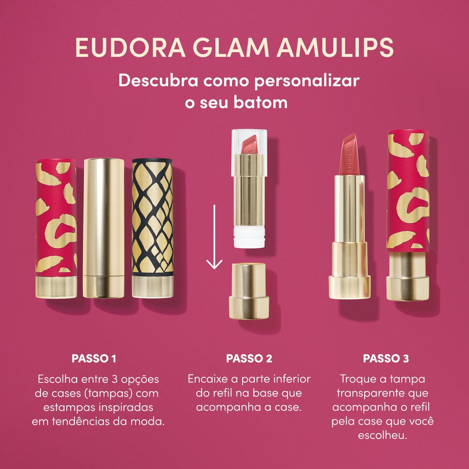 Eudora Refil Batom Matte Marrom Determinado Glam Amulips 3,4g - Imagem 5