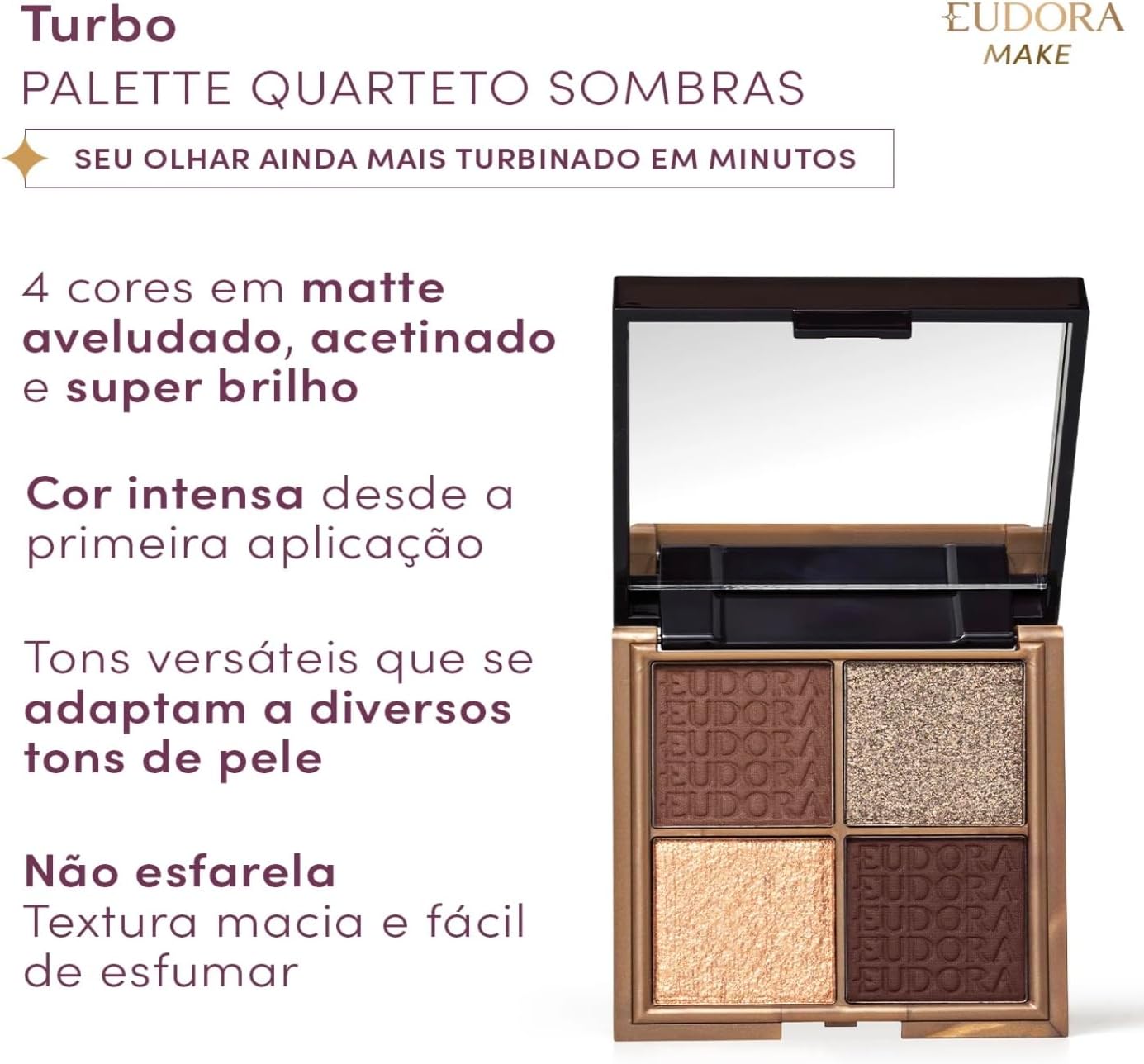 Paleta De Sombras Quarteto Turbo Eudora Make 8G - Imagem 2