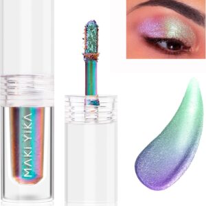MAKI YIKA Sombra líquida com glitter camaleão metálico sombra multicolorida mudança de olhos holográfico multicromático de longa duração (#6 Aurora)