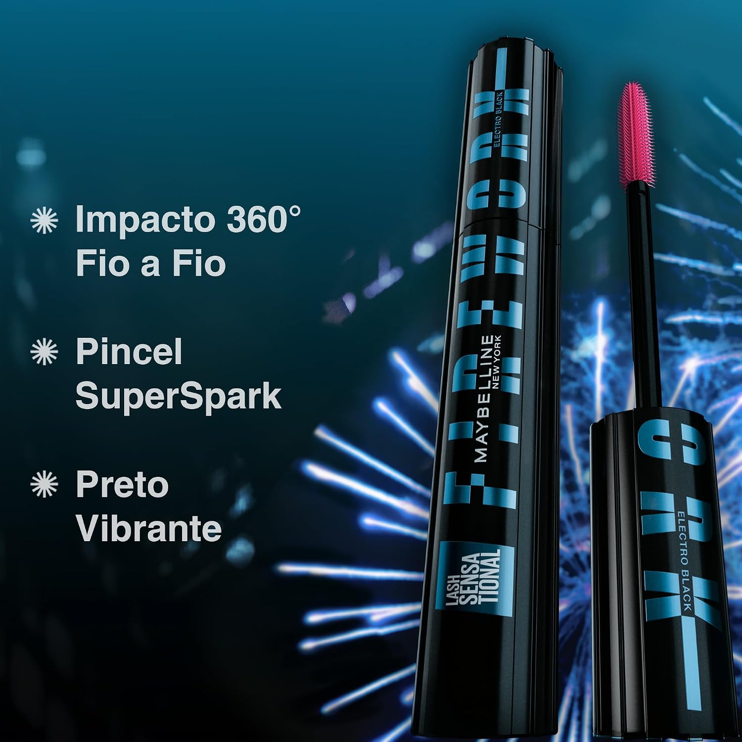 Maybelline Lash Sensational Firework Máscara de Cílios à Prova d'Água Efeito Cílios Postiços e Alongamento Fio a Fio Longa Duração Cor Electroblack 7,2ml - Imagem 7