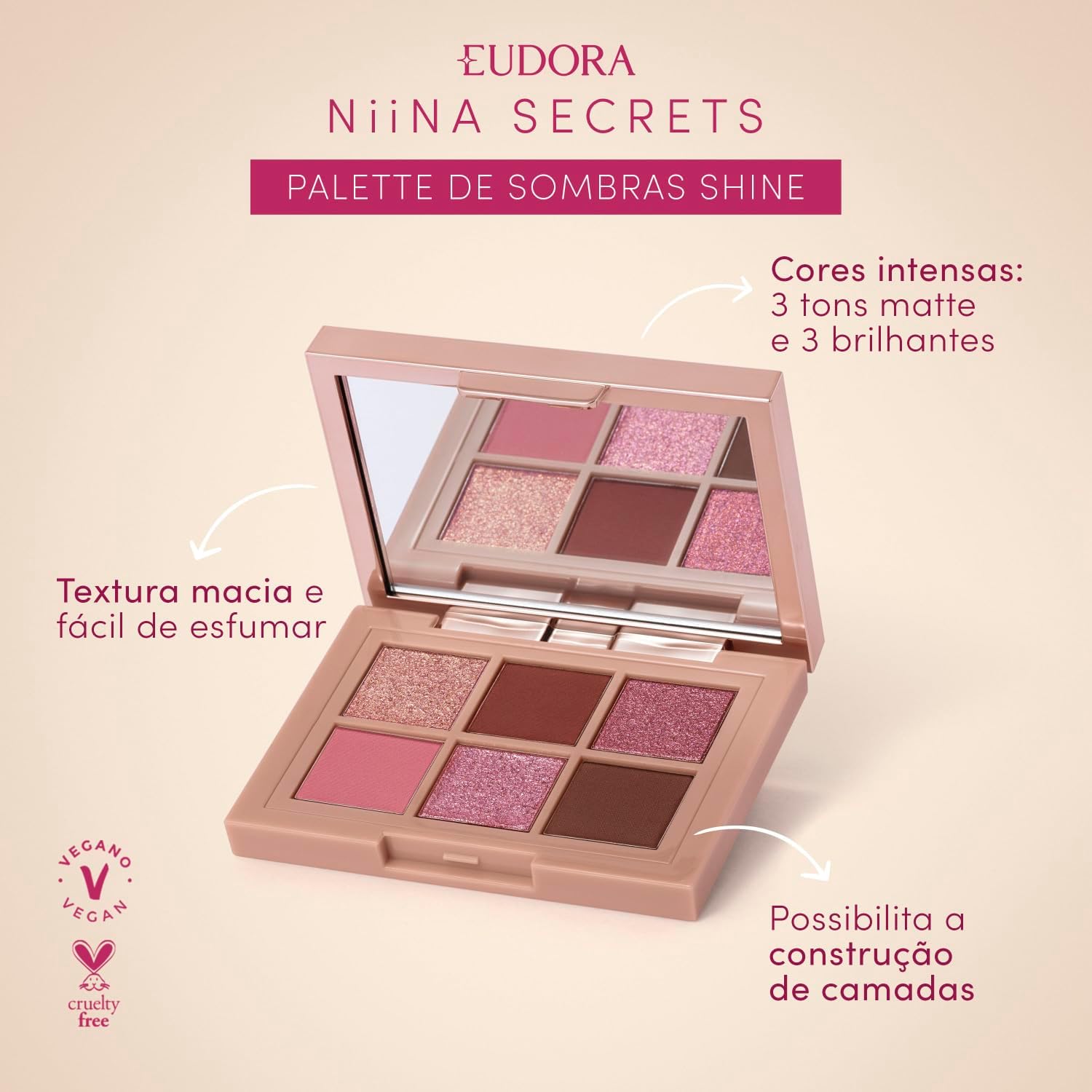 Eudora Niina Secrets Paleta de Cores para os Olhos Shine 5,4g - Imagem 2