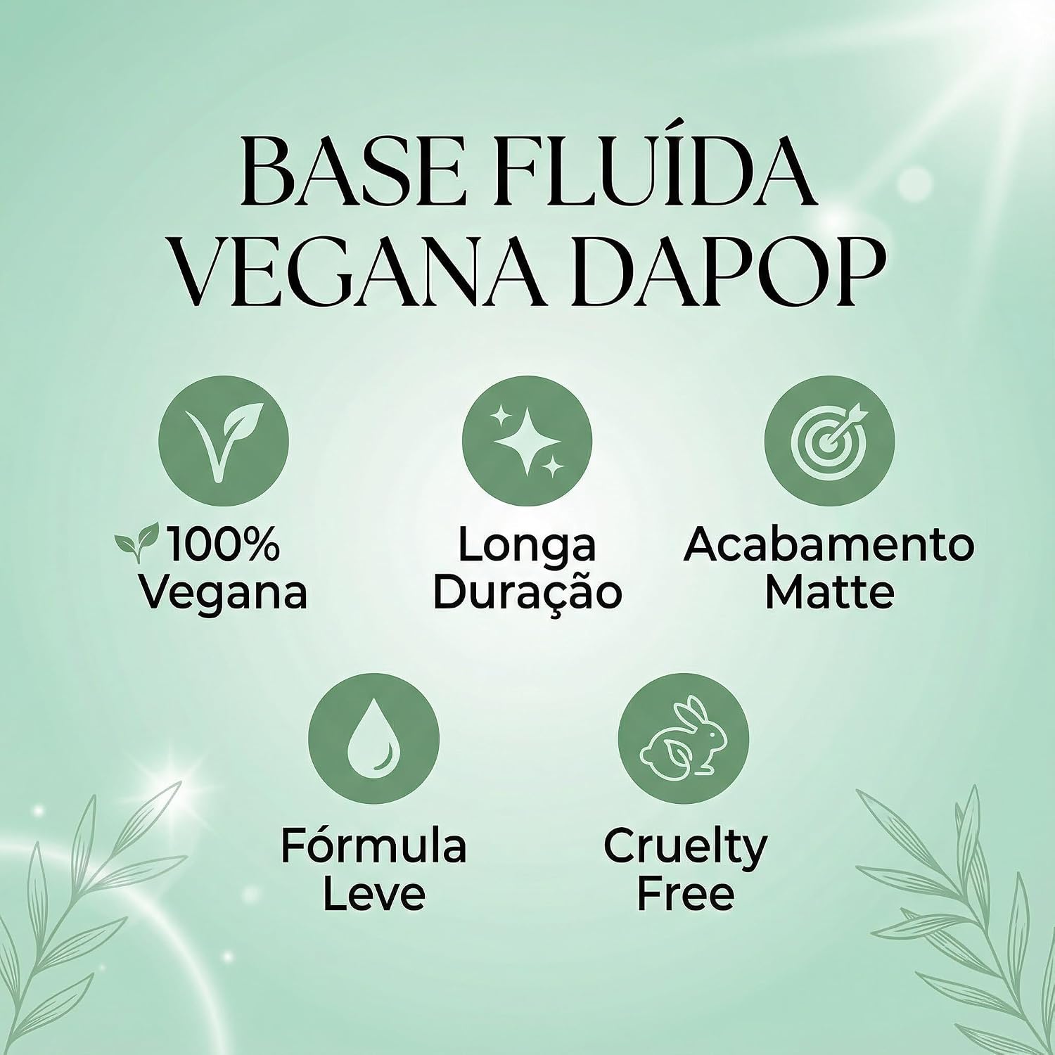 Base Vegana Líquida DAPOP - Cor 1.5 - Acabamento Natural, Leve e Confortável - Base Facial de Longa Duração e Controle de Oleosidade