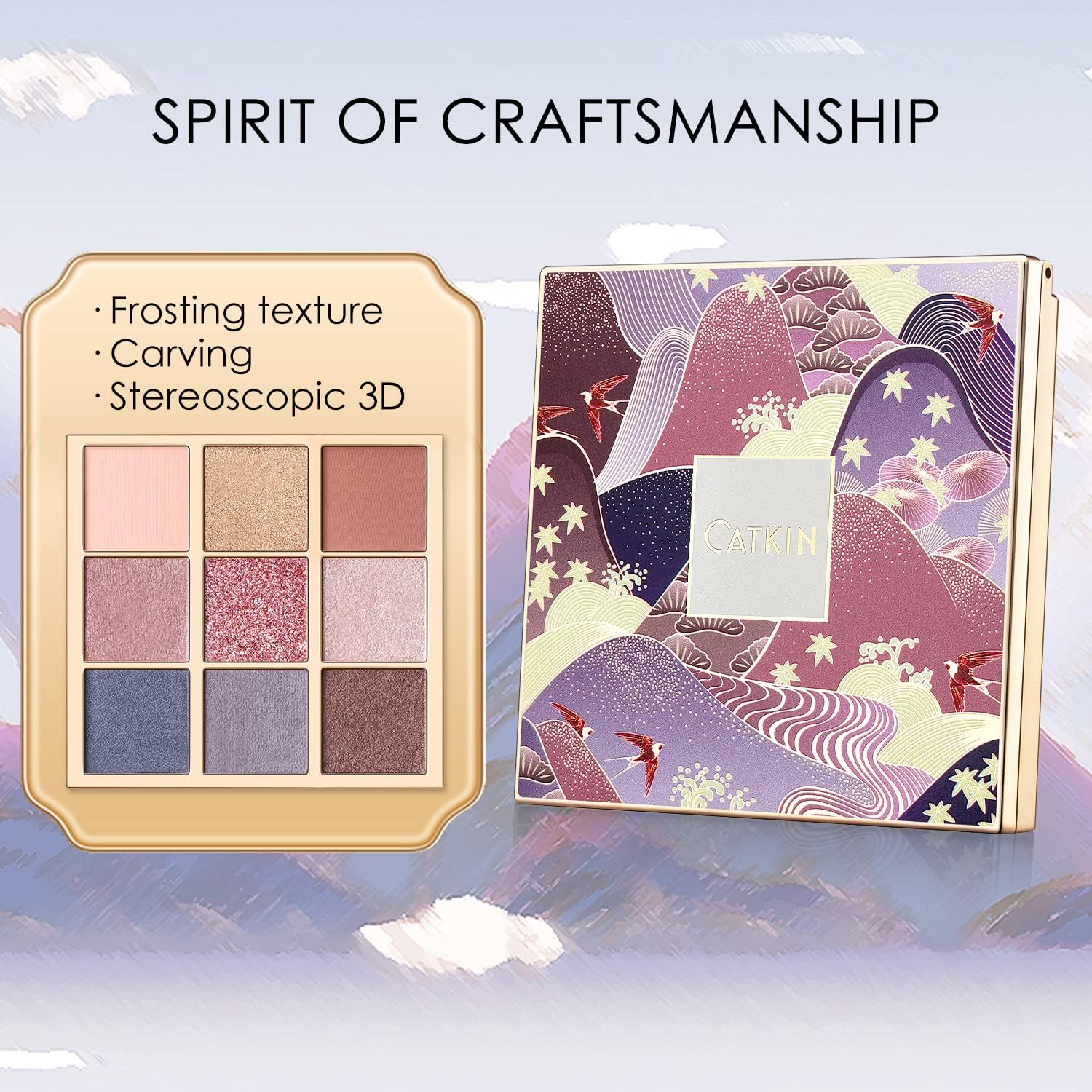 (C08 MORANDI) - CATKIN Eyeshadow Palette Makeup, Matte Shimmer 9 Colours, Highly Pigmented, Creamy Texture Natural Bronze Neutral Cosmetic Eye Shadows (C08 MORANDI) - Imagem 3