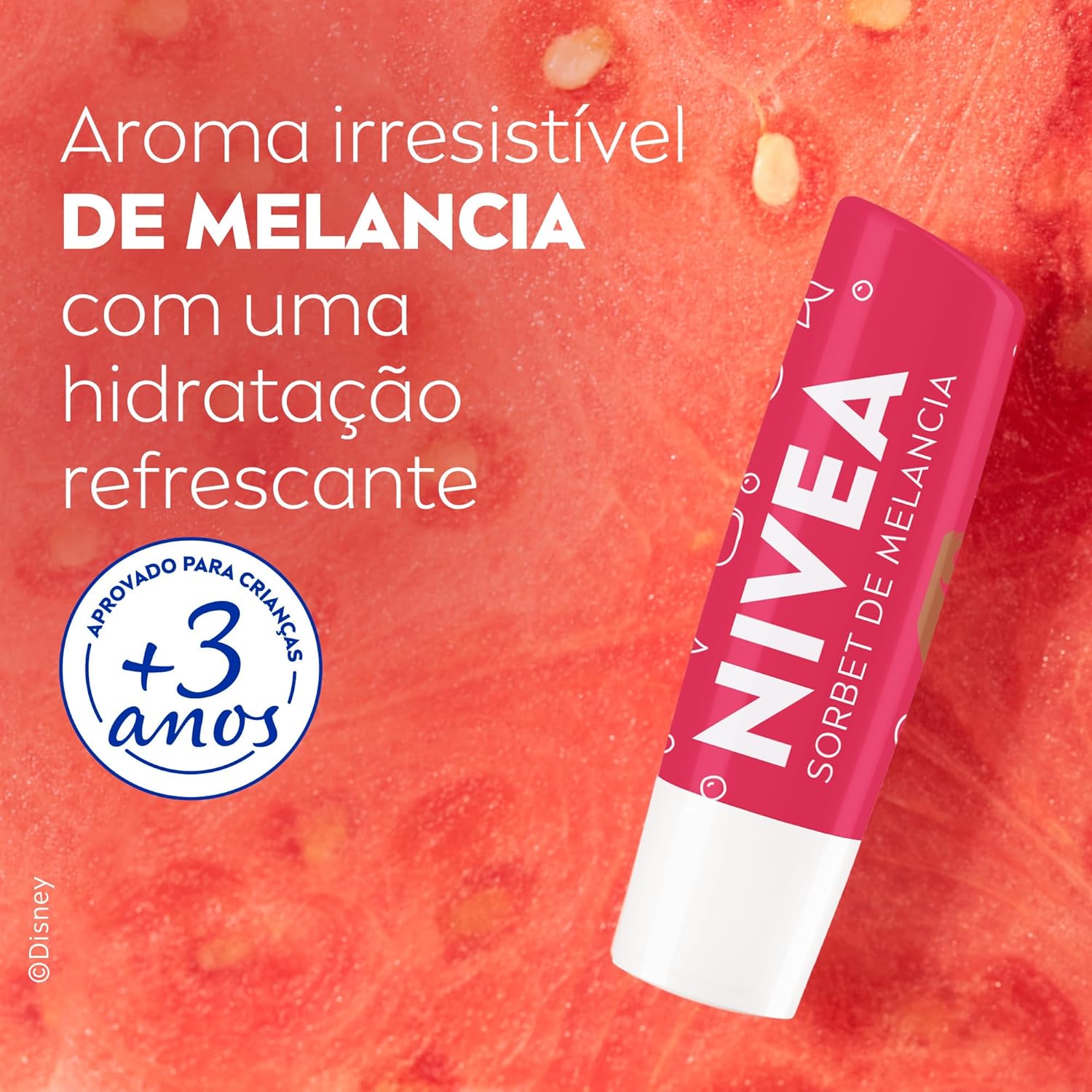 NIVEA Hidratante Labial Sorbet de Melancia Ed. Limitada Moana Disney® Princesa 4,8g, Hidratação Intensa 24h, Cor Suave, Brilho Delicado, Manteiga de Karité - Imagem 4