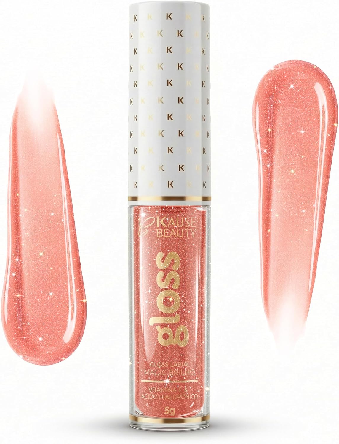 Gloss Labial Cristal Clear Kause Be | Brilho Natural com Ácido Hialurônico e Vitamina E | Hidratante, Textura Confortável e Não Pegajosa | Pode Usar Sozinho ou Sobre Batom (Nude Seduction -)